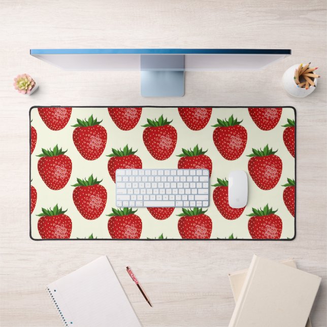 Erdbeermuster, Rote Erdbeeren, Obst, Leaf Schreibtischunterlage (Büro 1)