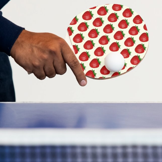 Erdbeermuster, Rote Erdbeeren, Obst, Leaf Tischtennis Schläger (InSitu)