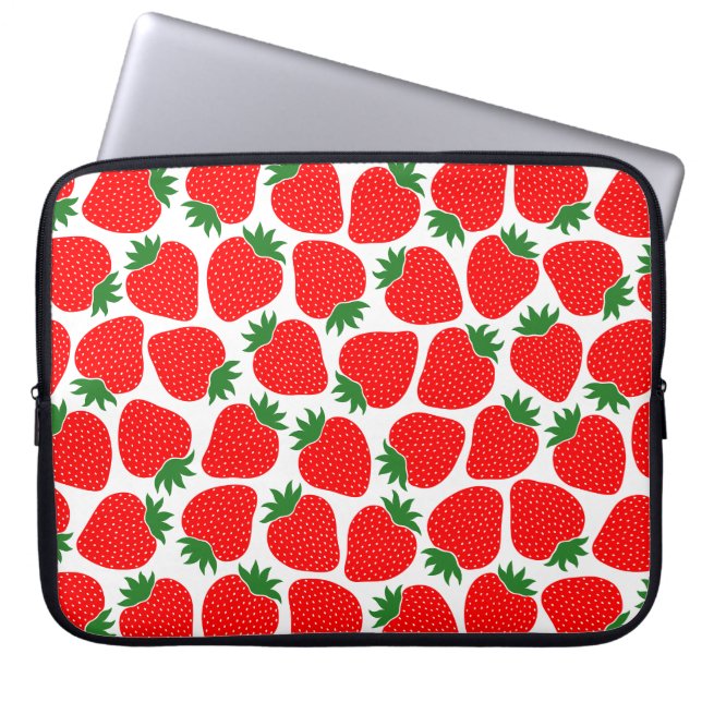 Erdbeermuster süß festlich rot laptopschutzhülle (Vorderseite)