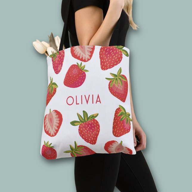 Erdbeername Personalisiert (Peraonslized strawberry print all over print tote bag)