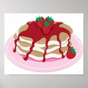 Erdbeerpancakes Süße Frühstücksgerichte Poster