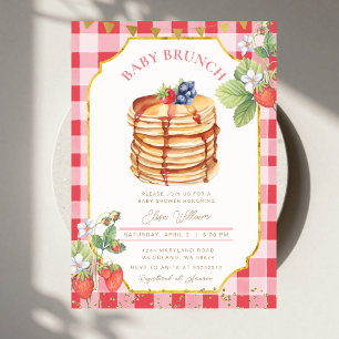 Erdbeerpankcake Baby Shower Brunch Einladung