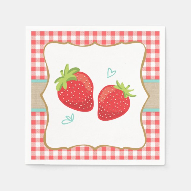 Erdbeerpapier Napkins Sommerfrucht Picnic Serviette (Vorderseite)
