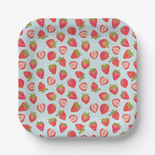Erdbeerpapier Piknic Party Plate Pappteller (Vorderseite)