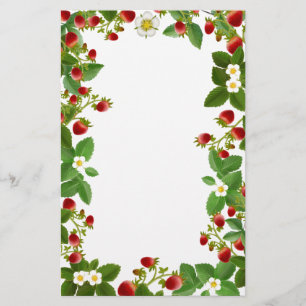 ErdbeerPflanzen-Blumenbriefpapier Briefpapier