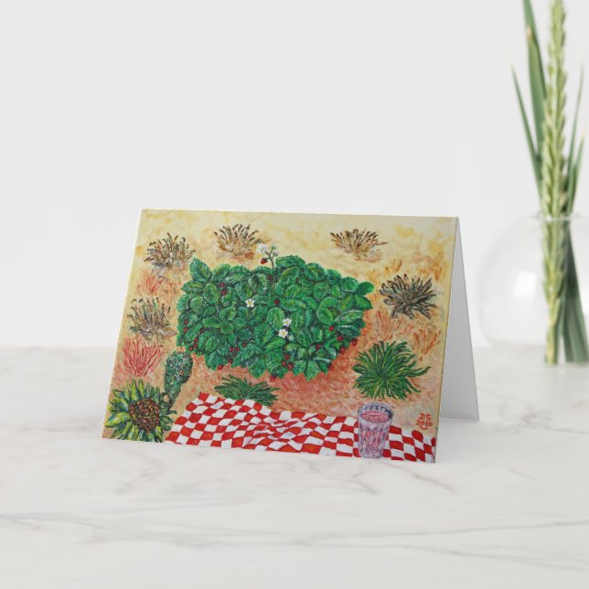 Erdbeerpicknick mit wenig Zweifel Karte (Vorderseite)