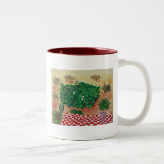 Erdbeerpicknick mit wenig Zweifel Zweifarbige Tasse
