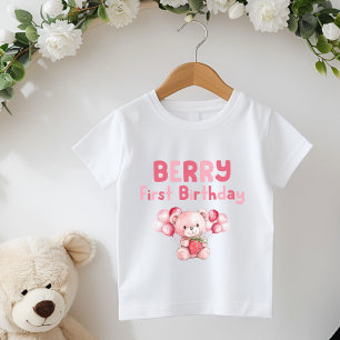 Erdbeerpink zum ersten Geburtstag Baby T-shirt