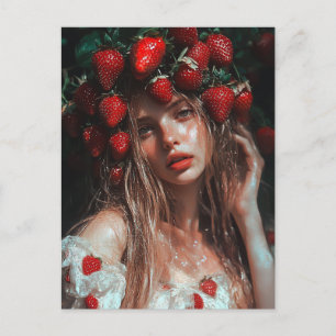 Erdbeerprinzessin Fantasy Art Postkarte