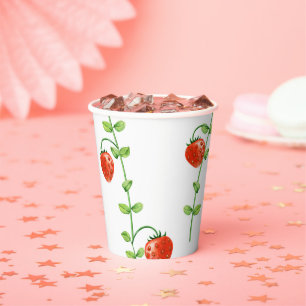 Erdbeerrebe rote Beeren Geburtstagsfeier Pappbecher
