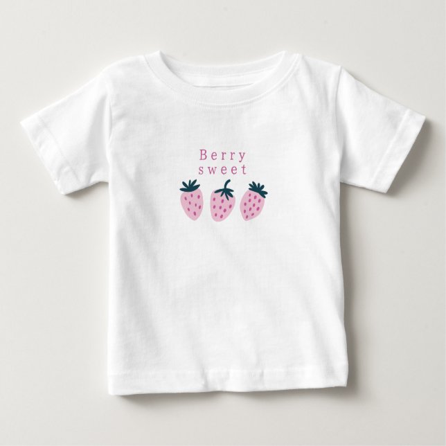 Erdbeerrosa Baby T-shirt (Vorderseite)