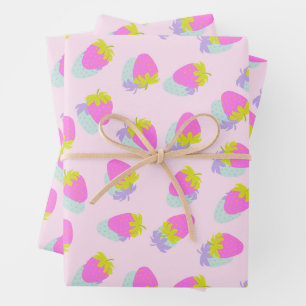 Erdbeerrosa Geschenkpapier Set