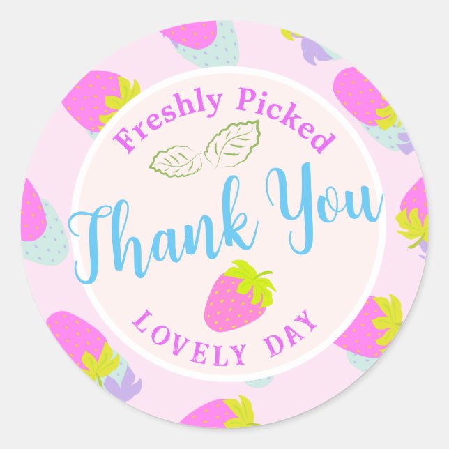 Erdbeerrosa Runder Aufkleber (Vorderseite)