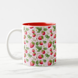 Erdbeerrote rosa weiße Blumen Zweifarbige Tasse