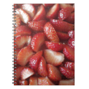 Erdbeerscheiben, gesunder Imbiss, Rotes Obst Notizblock