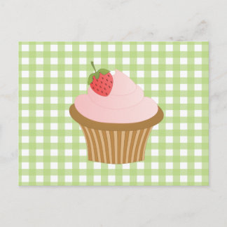 Erdbeerschokolade Cupcake Postkarte