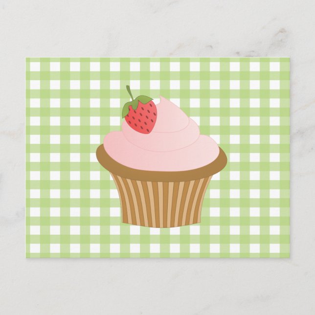 Erdbeerschokolade Cupcake Postkarte (Vorderseite)