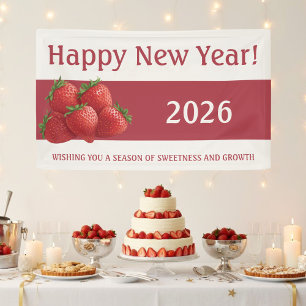 Erdbeersilvester Rot Banner