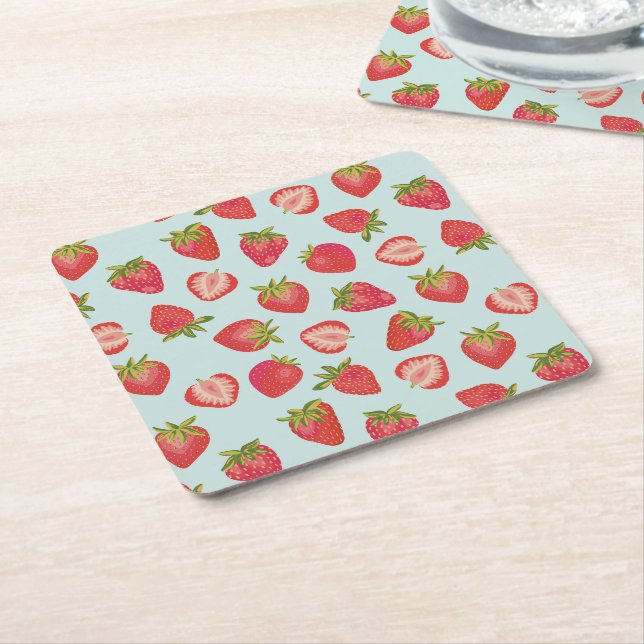 Erdbeersommer Rechteckiger Pappuntersetzer (angewinkelt)