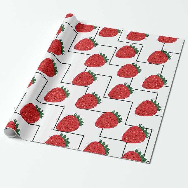 Erdbeerstreifen im Chevron-Muster Geschenkpapier (Ungerollt)