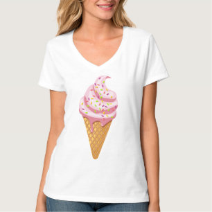 Erdbeersundae in Waffelhörnchen mit T-Shirt-Toppin T-Shirt