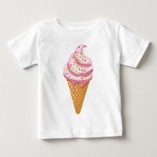 Erdbeersundae in Waffelkonus mit Topping Baby T-shirt (Vorderseite)