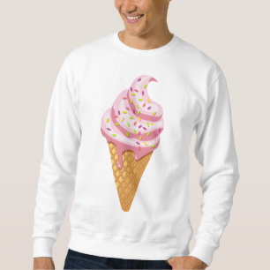 Erdbeersundae in Waffelkonus mit Topping Sweatshirt