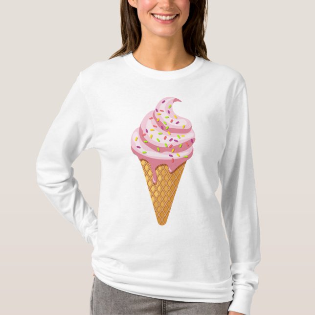 Erdbeersundae in Waffelkonus mit Topping T-Shirt (Vorderseite)