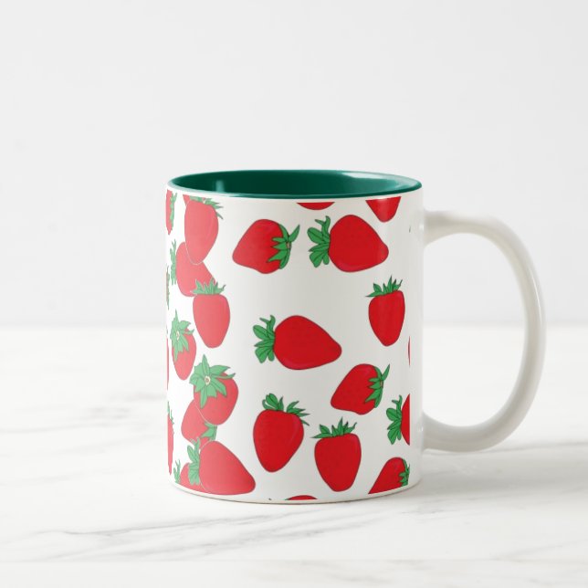 Erdbeertapete Zweifarbige Tasse (Rechts)