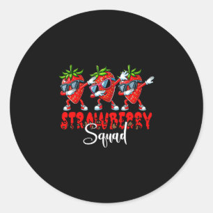 Erdbeertrupp drei macht Erdbeeren dabbing Runder Aufkleber