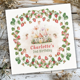 Erdbeerverzauberter Feengarten Geburtstag  Serviette