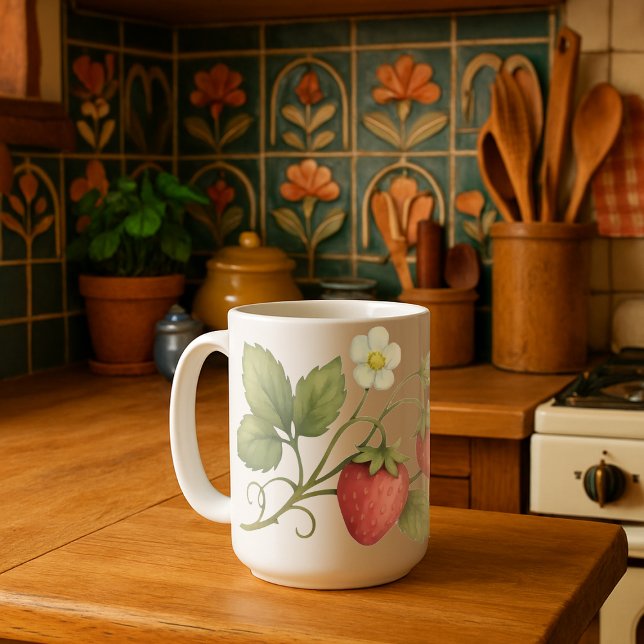 Erdbeerweine mit Blume Kaffeetasse (Von Creator hochgeladen)