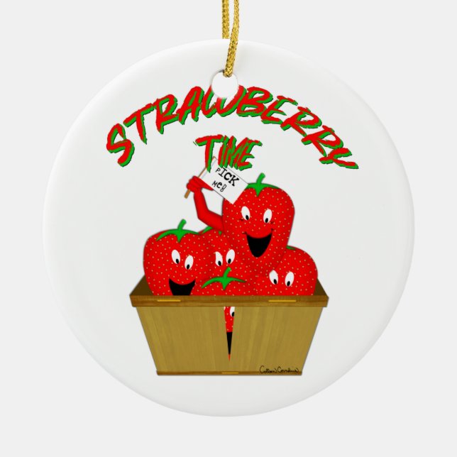 Erdbeerzeit! Keramik Ornament (Vorne)