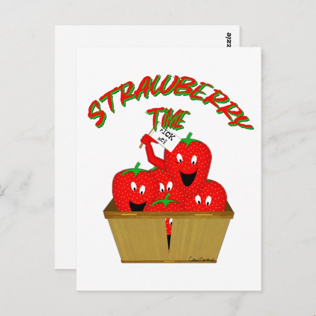 Erdbeerzeit! Postkarte (Vorne/Hinten)