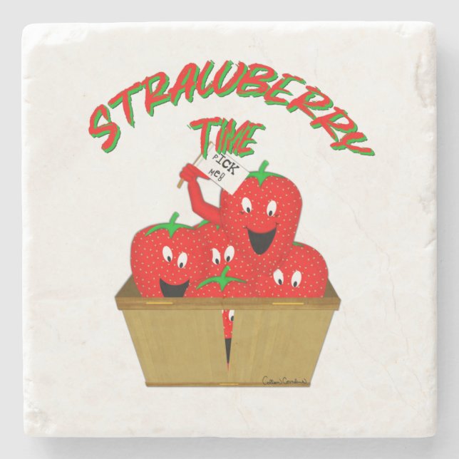 Erdbeerzeit! Steinuntersetzer (Vorderseite)