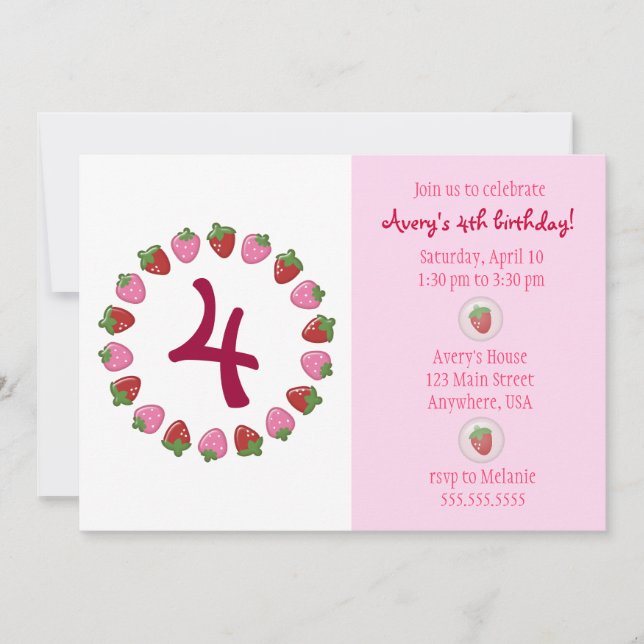 Erdbeerzirk Einladung (Vorderseite)
