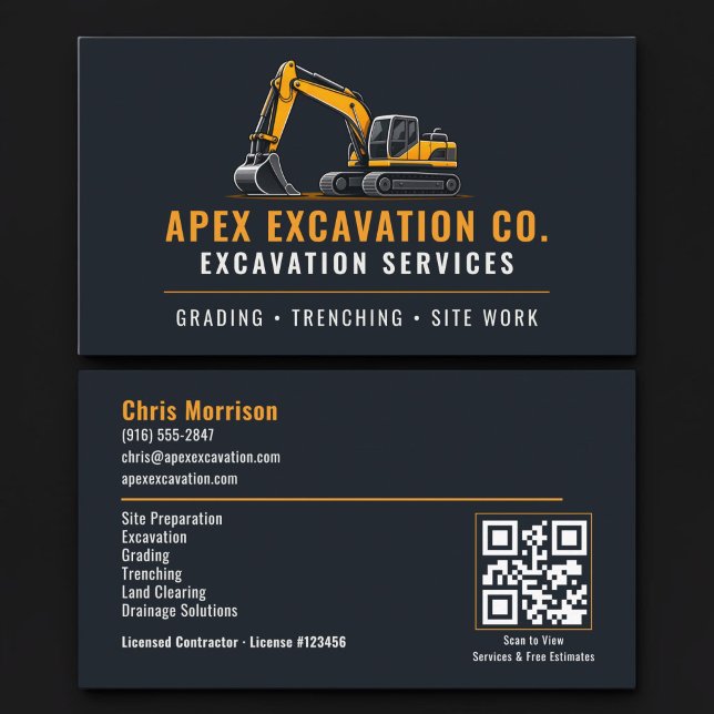 Erdbewegungsbagger QR-Code Professionelle Dienstle Visitenkarte (Von Creator hochgeladen)