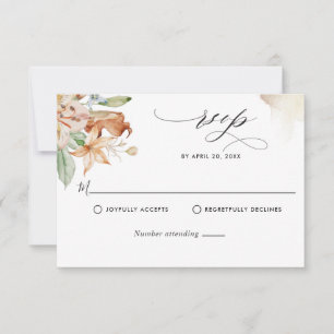 Erdblüten, beige Aquarellsteine, Hochzeitssänger RSVP Karte