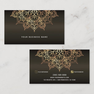 Erdbraun- und Gold-Mandala-Holistic-Spa-Geschäft Visitenkarte