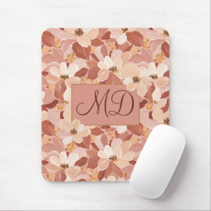 Erdbraune florale bemalte mousepad