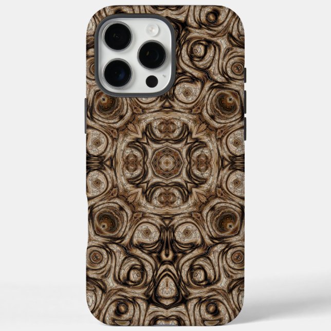 Erdbraune Swirl Mandala mit Holzkorneffekt Case-Mate iPhone Hülle (Rückseite)