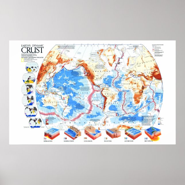 " Erde: 1985/heute - Dynamic Crust Map.. Poster (Vorne)
