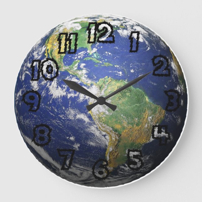Erde - 3D-Effekt Große Wanduhr (Vorderseite)