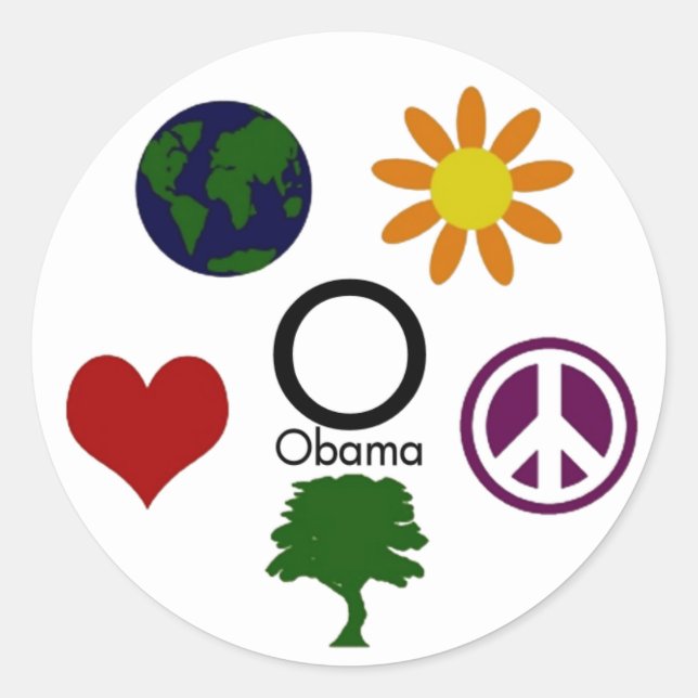 Erde, Blume, Frieden, Baum, Liebe, Obama Sticker (Vorderseite)