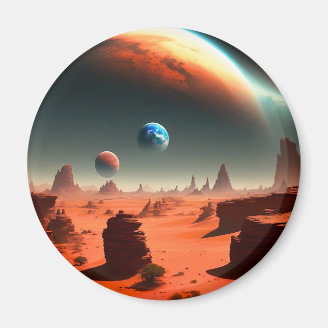 Erde, die Mars rufen, Kühlschrankmagnet Magnet (Vorne)