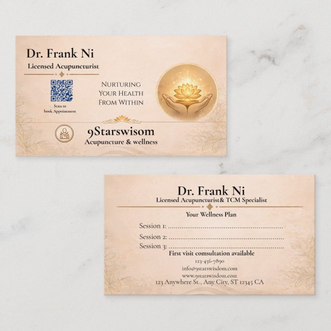 Erde Element Akupunktur Visitenkarte Wellness (Vorne/Hinten)