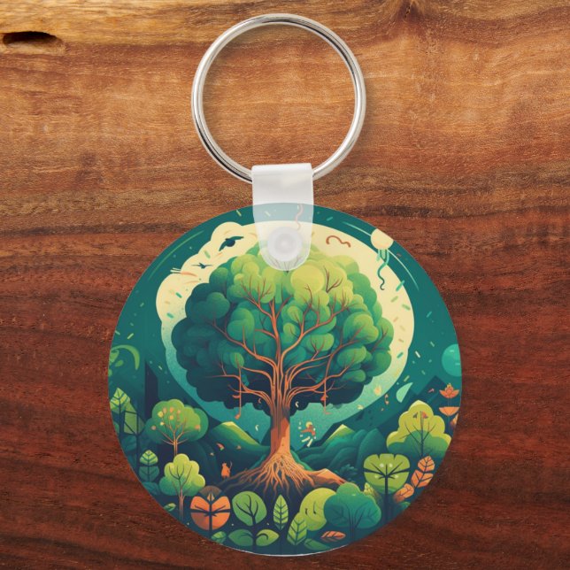Erde gerettet, Natur Gerettet - Öko-freundlich Schlüsselanhänger (Rückseite)