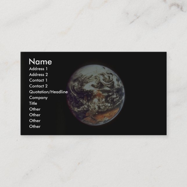 Erde, gesehen von Apollo 17, 1972, Höflichkeit der Visitenkarte (Vorderseite)