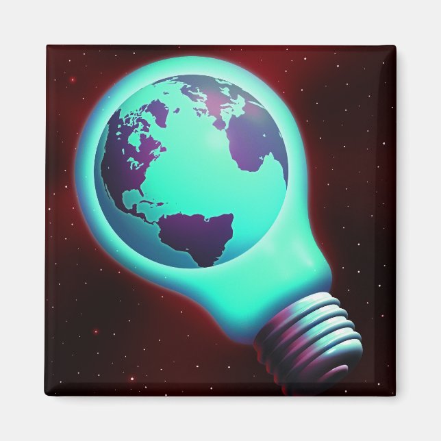 Erde Glühbirne Magnet (Vorne)
