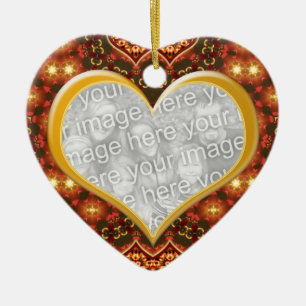 Erde Goldenes Herz Foto Valentins-Ornament Keramikornament